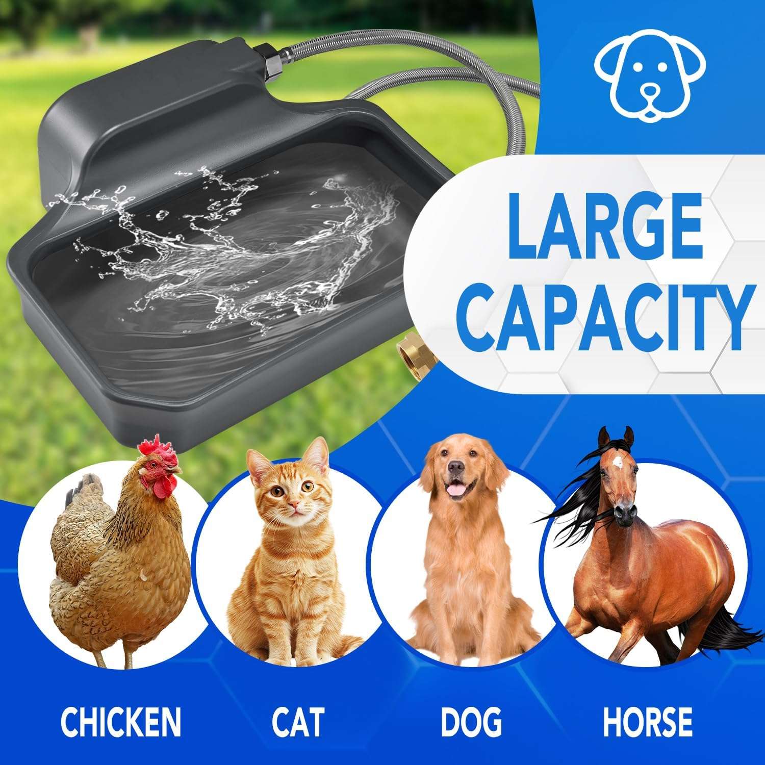 Bebedero automatico de exterior de 4 litros con conexion a manguera para perros y aves.