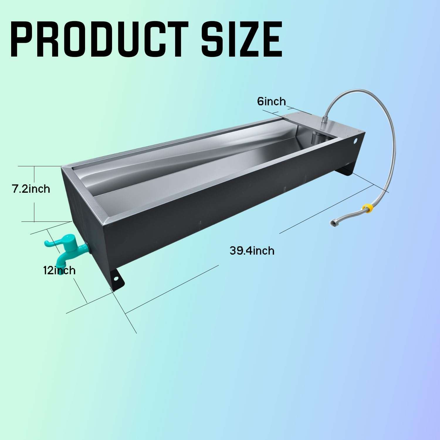 Bebedero automatico gigante de acero inoxidable de 54 litros y 100 centimetros para ganado y perros grandes en parcela.