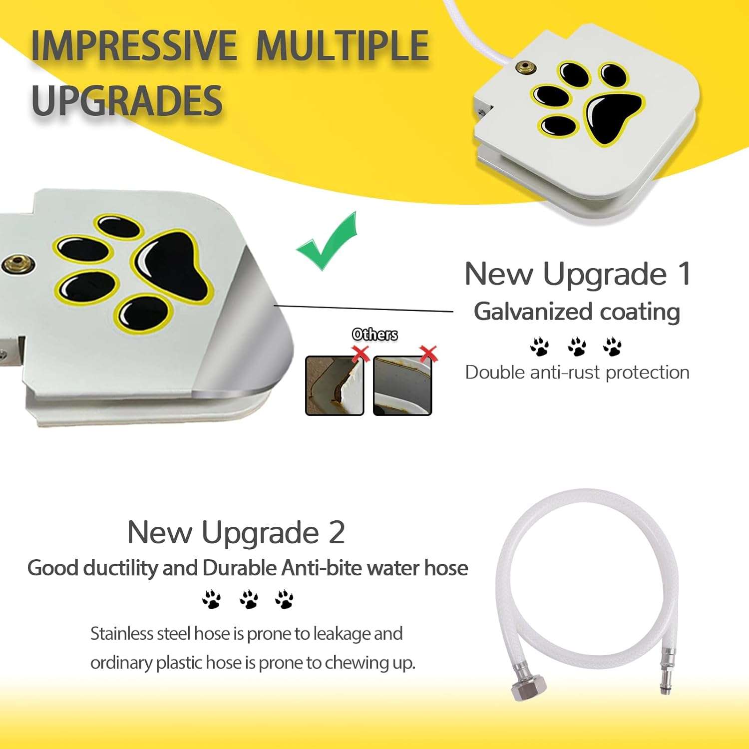 Fuente de agua a pedal para perros de acero con manguera antimordeduras para exterior y jardin.