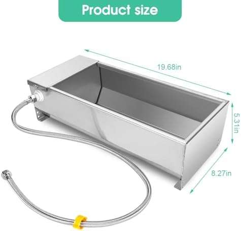 Bebedero automatico de acero inoxidable 304 de 7.5 litros y 50 centimetros para ganado y perros grandes.