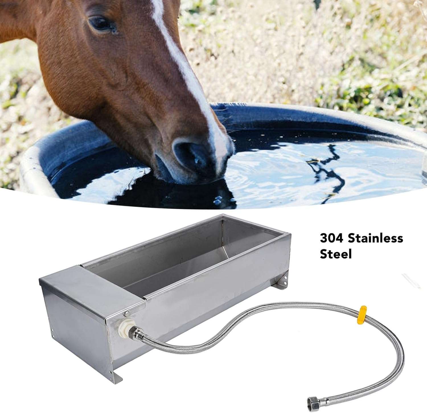 Bebedero automatico de acero inoxidable 304 de 7.5 litros y 50 centimetros para ganado y perros grandes.