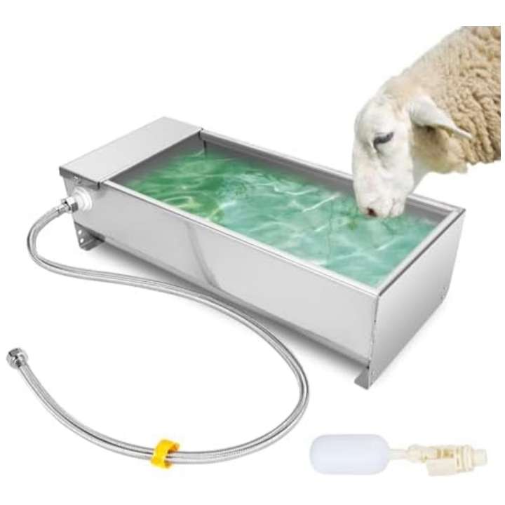 Bebedero automatico de acero inoxidable 304 de 7.5 litros y 50 centimetros para ganado y perros grandes.