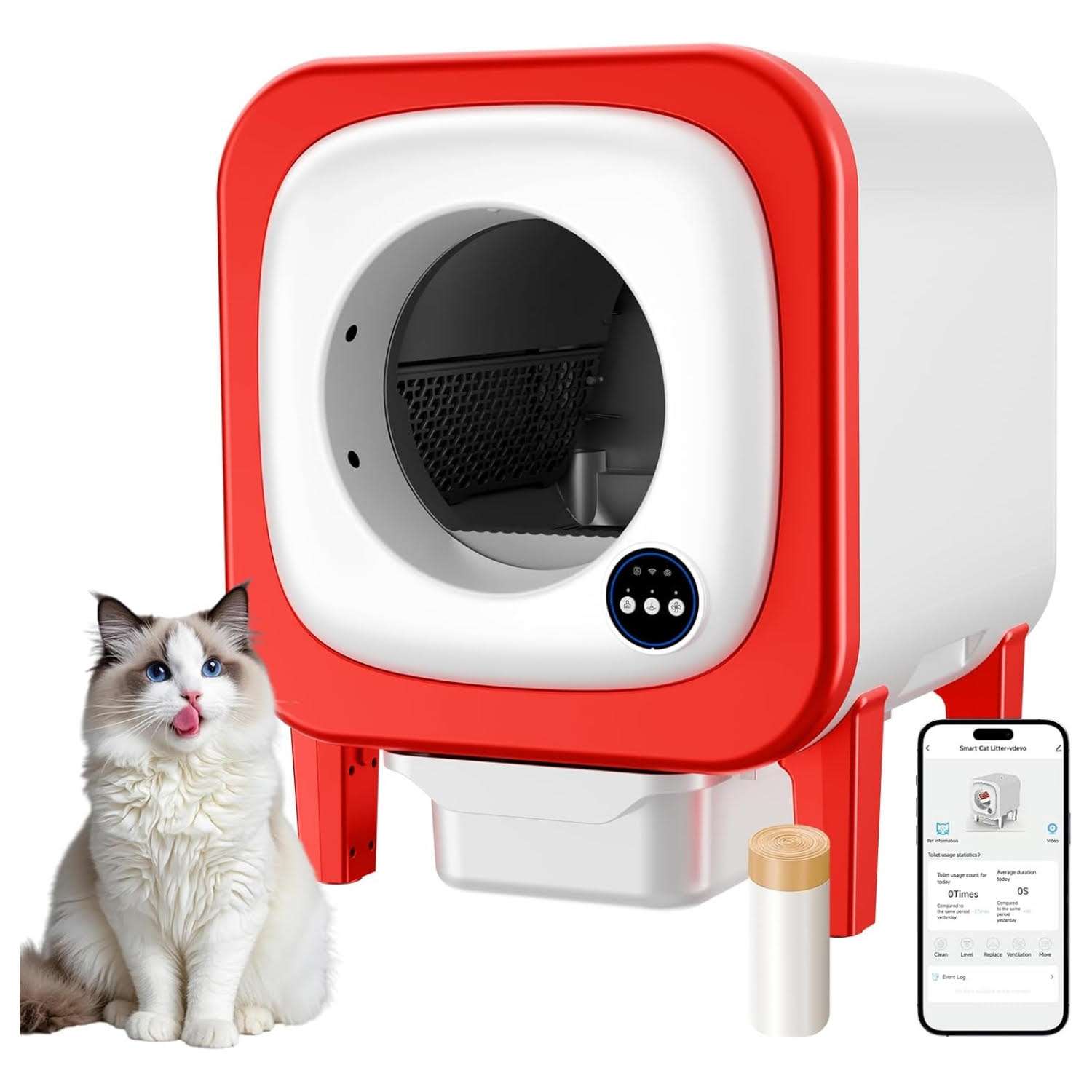 arenero automatico gatos autolimpiable wifi 70 litros 55x50x62 centimetros silencioso ideal para chile