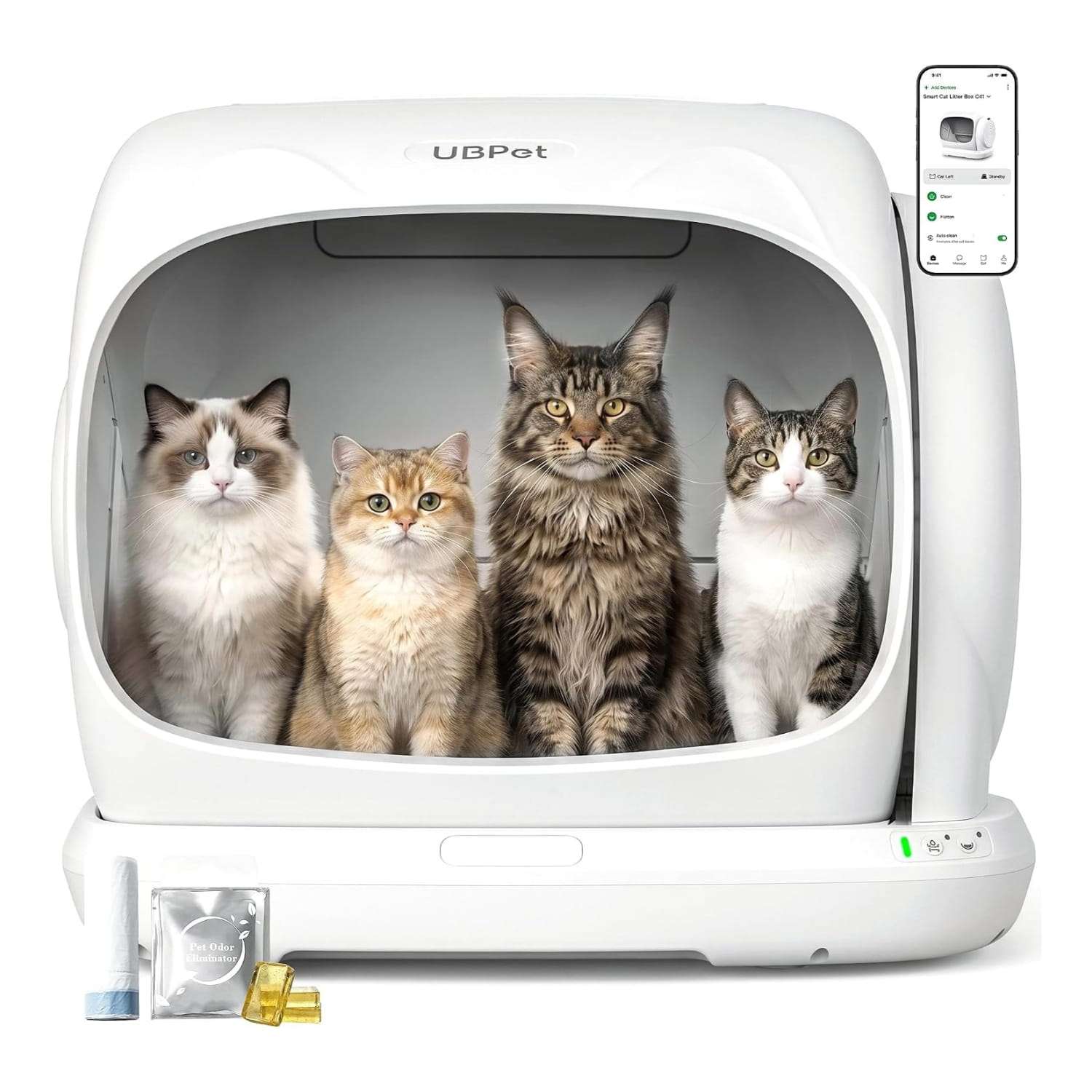 caja de arena automatica gatos autolimpiable 106 litros 63x51x57 centimetros control olores ideal para chile