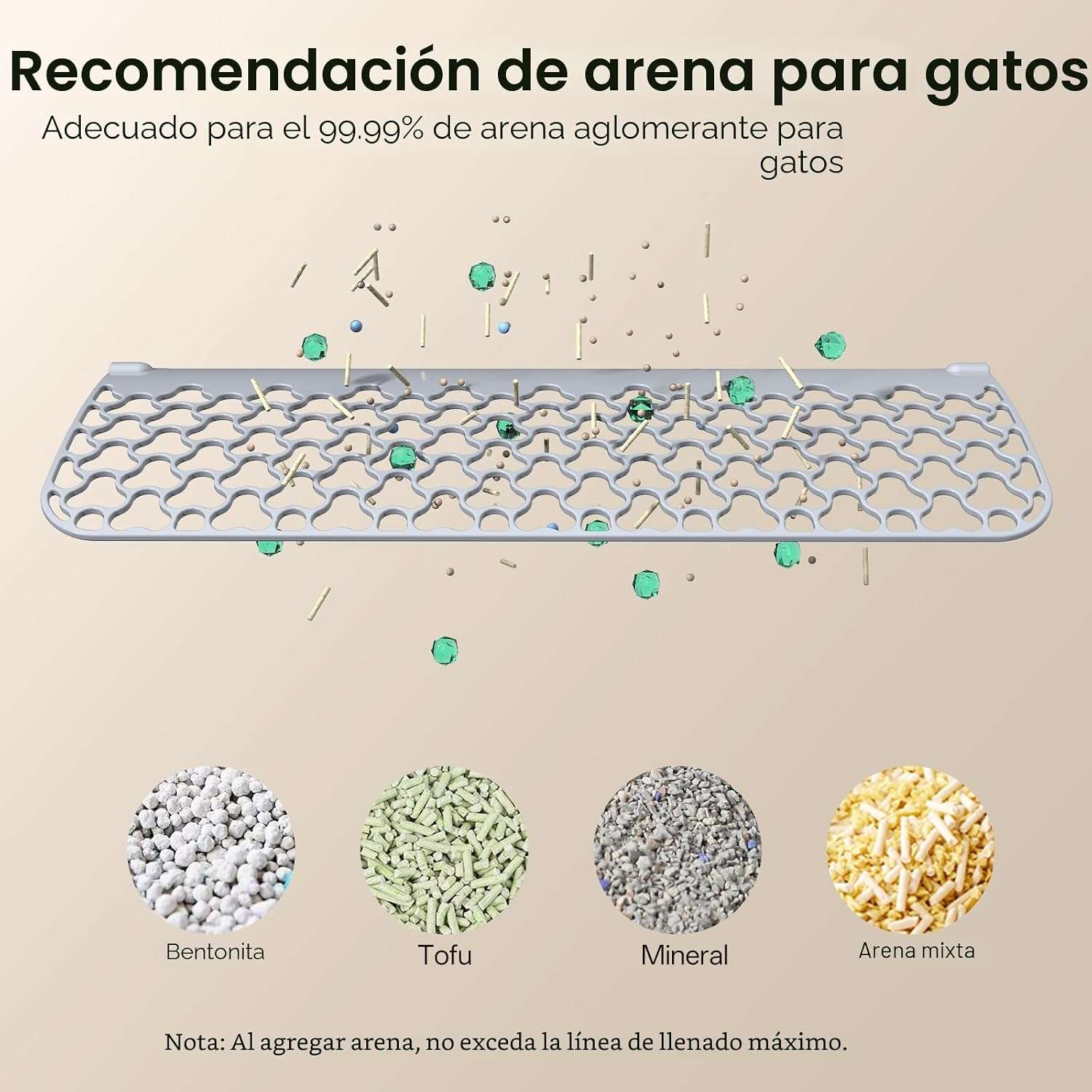 caja de arena automatica gatos autolimpiable 106 litros 63x51x57 centimetros control olores ideal para chile