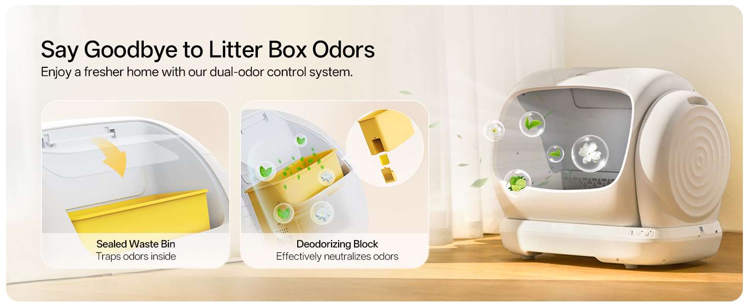 caja de arena automatica gatos autolimpiable 106 litros 63x51x57 centimetros control olores ideal para chile