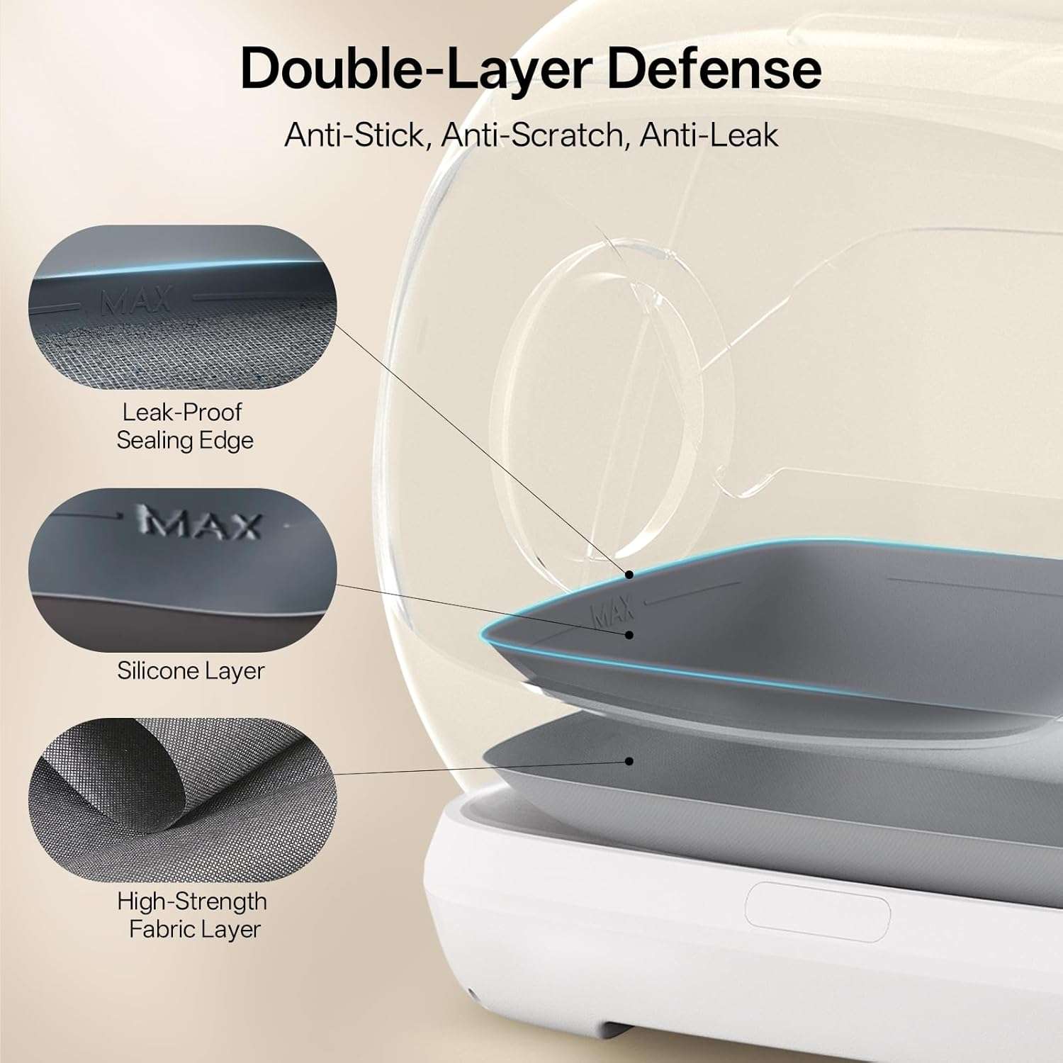 caja de arena automatica gatos autolimpiable 106 litros 63x51x57 centimetros control olores ideal para chile