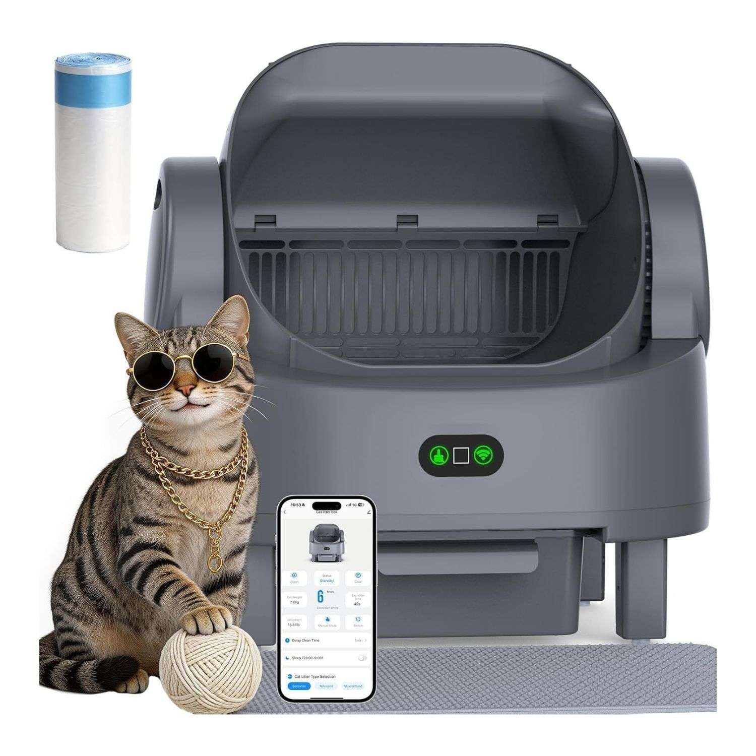 baño automatico gatos abierto electrico 48x39x48 centimetros 10 litros ideal para chile