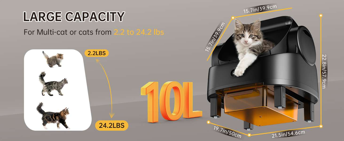 baño automatico gatos abierto electrico 48x39x48 centimetros 10 litros ideal para chile