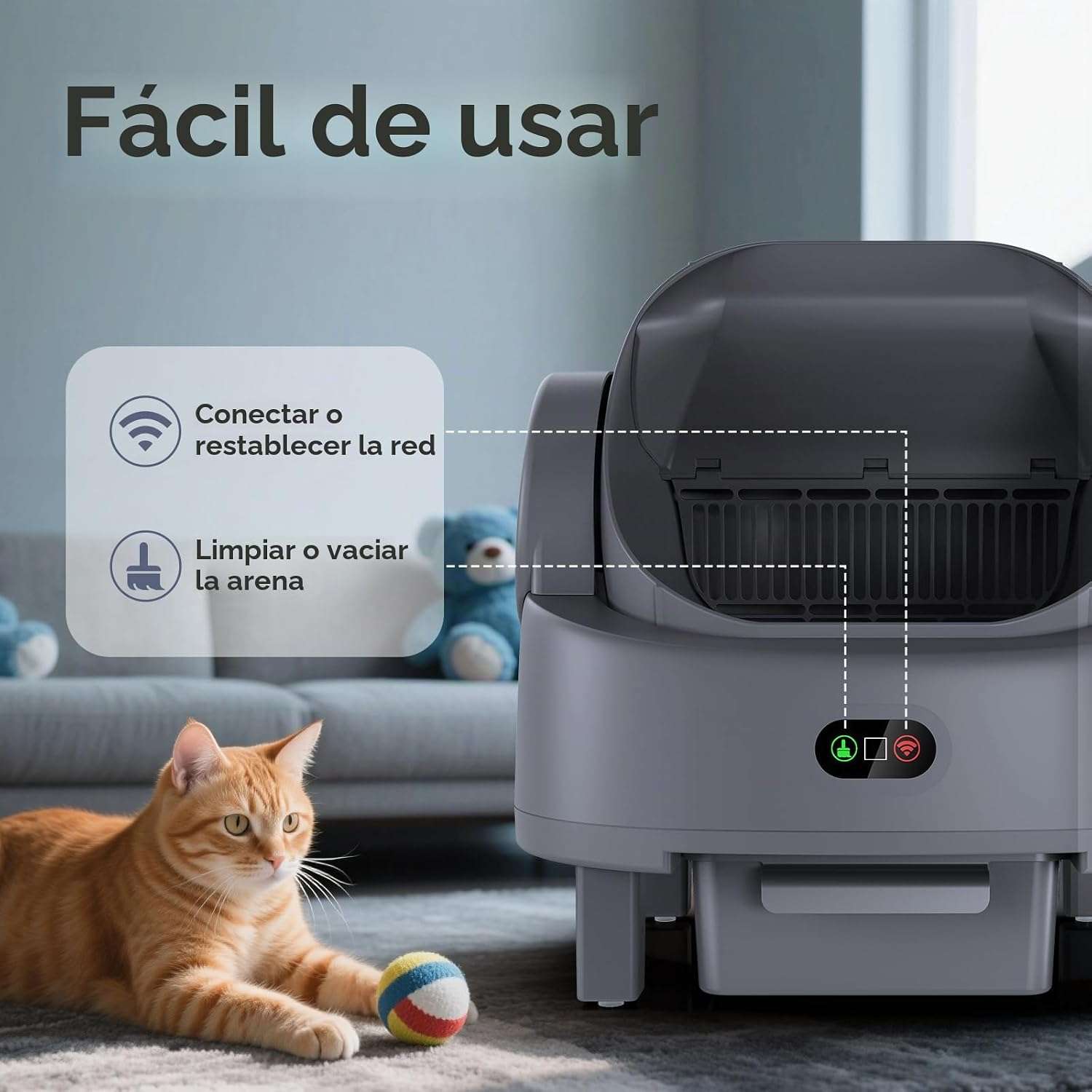 baño automatico gatos abierto electrico 48x40x48 centimetros bolsas alfombra ideal para chile