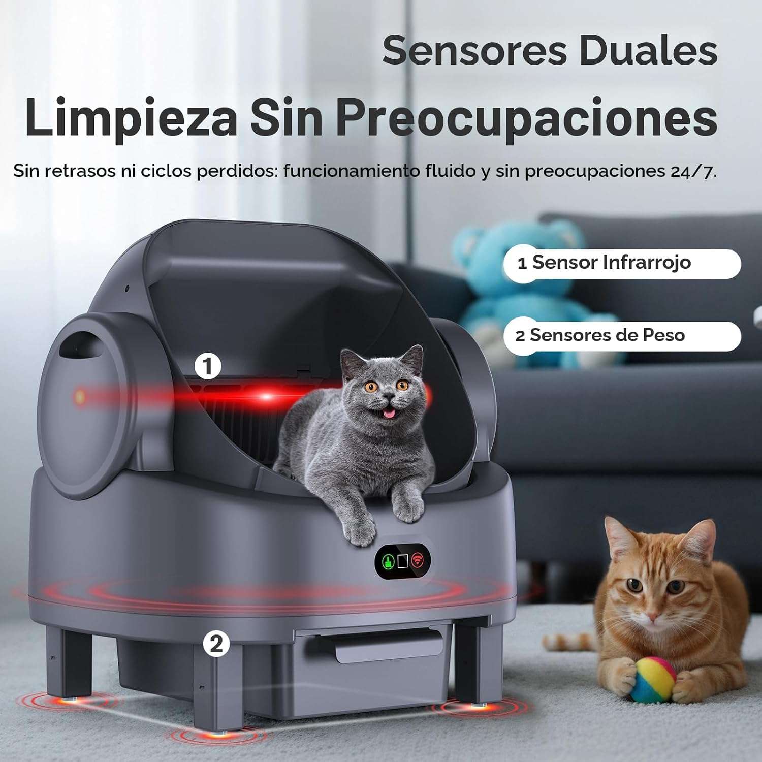 baño automatico gatos abierto electrico 48x40x48 centimetros bolsas alfombra ideal para chile
