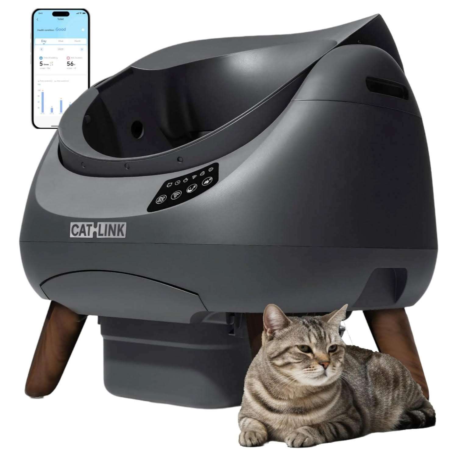baño automatico gatos abierto catlink wifi dual 58x53x58 centimetros ideal para chile
