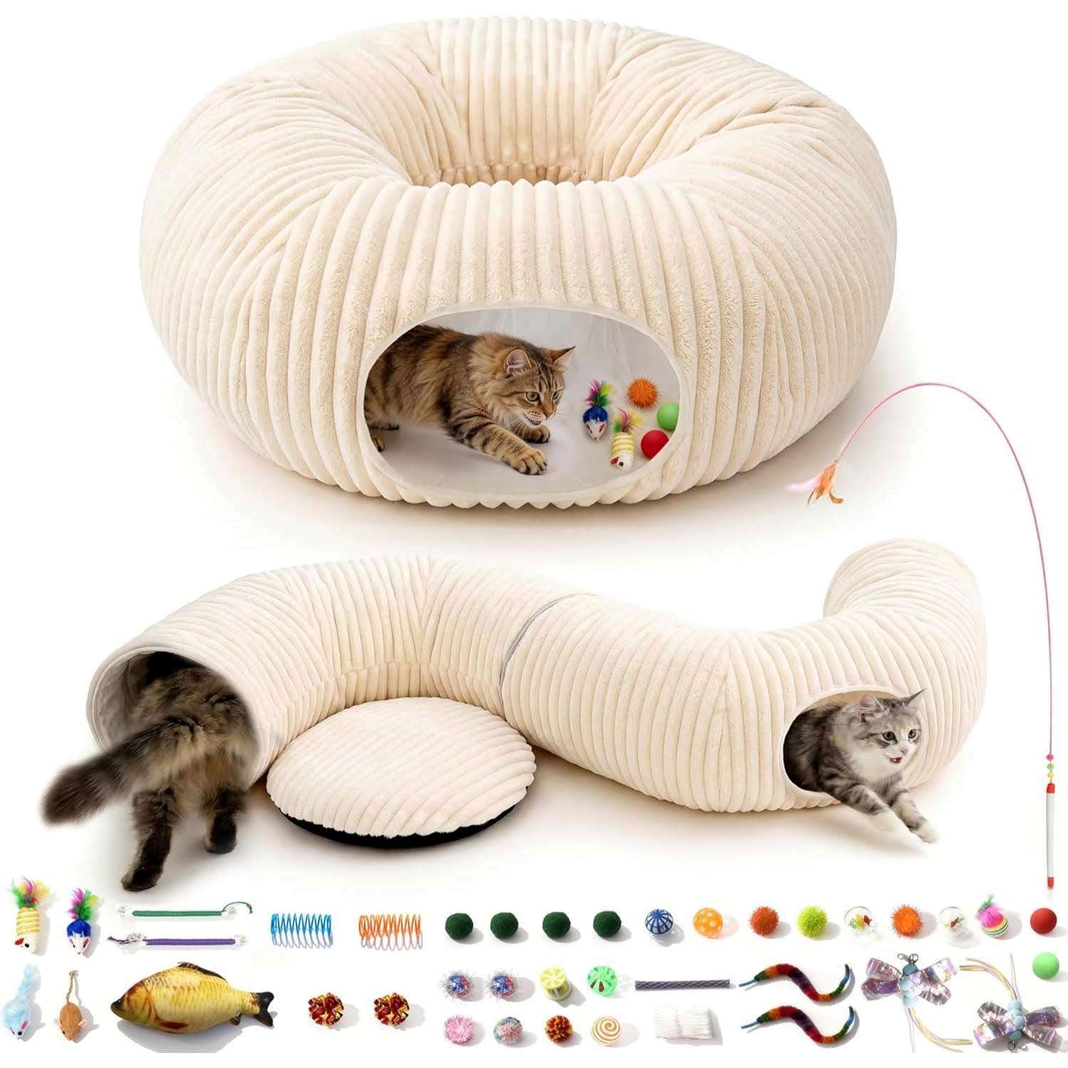 cama tunel gatos plegable interactivo 40 juguetes 13 kilos suave algodon ideal para chile