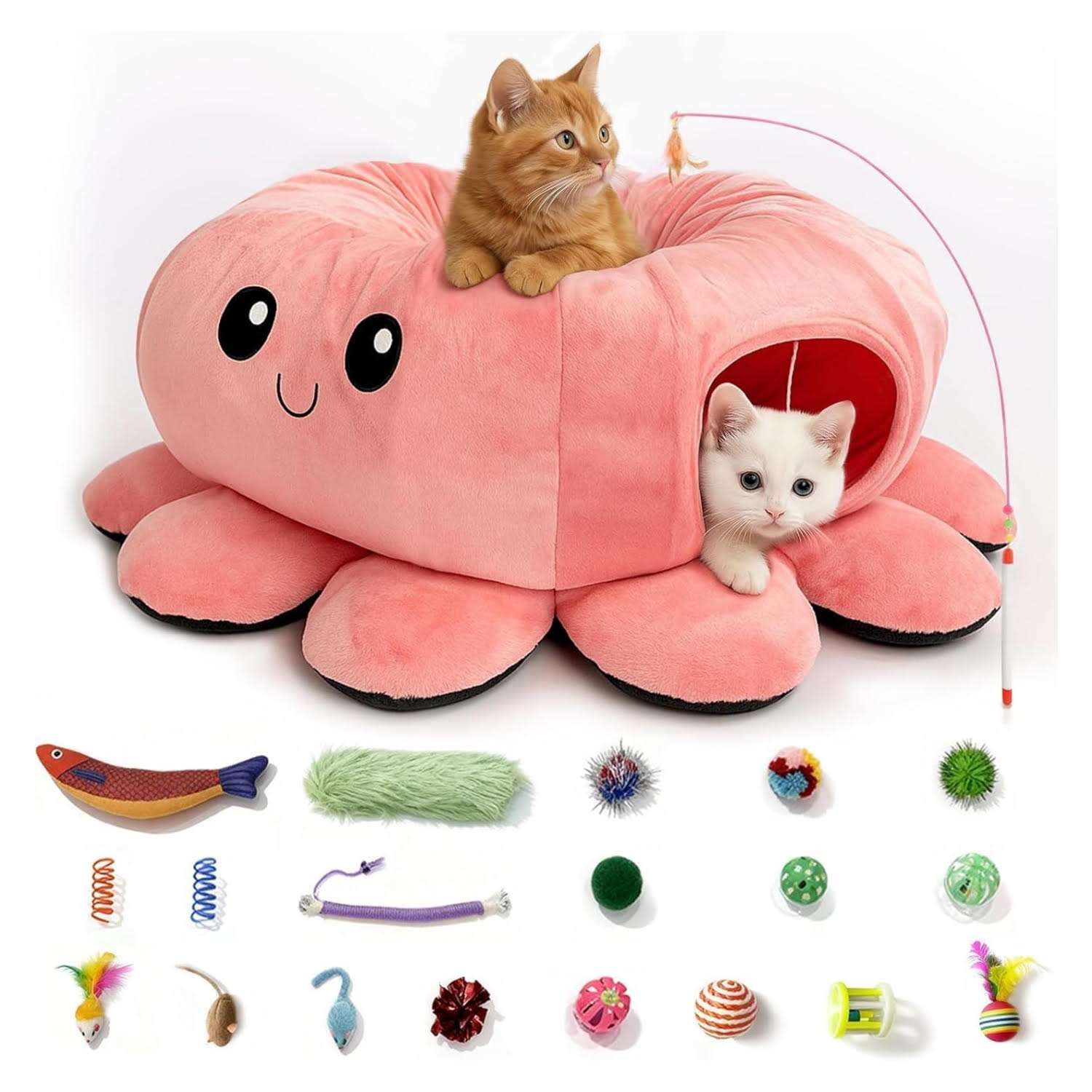 cama tunel gatos pulpo interactivo 20 juguetes 13 kilos algodon lavable ideal para chile