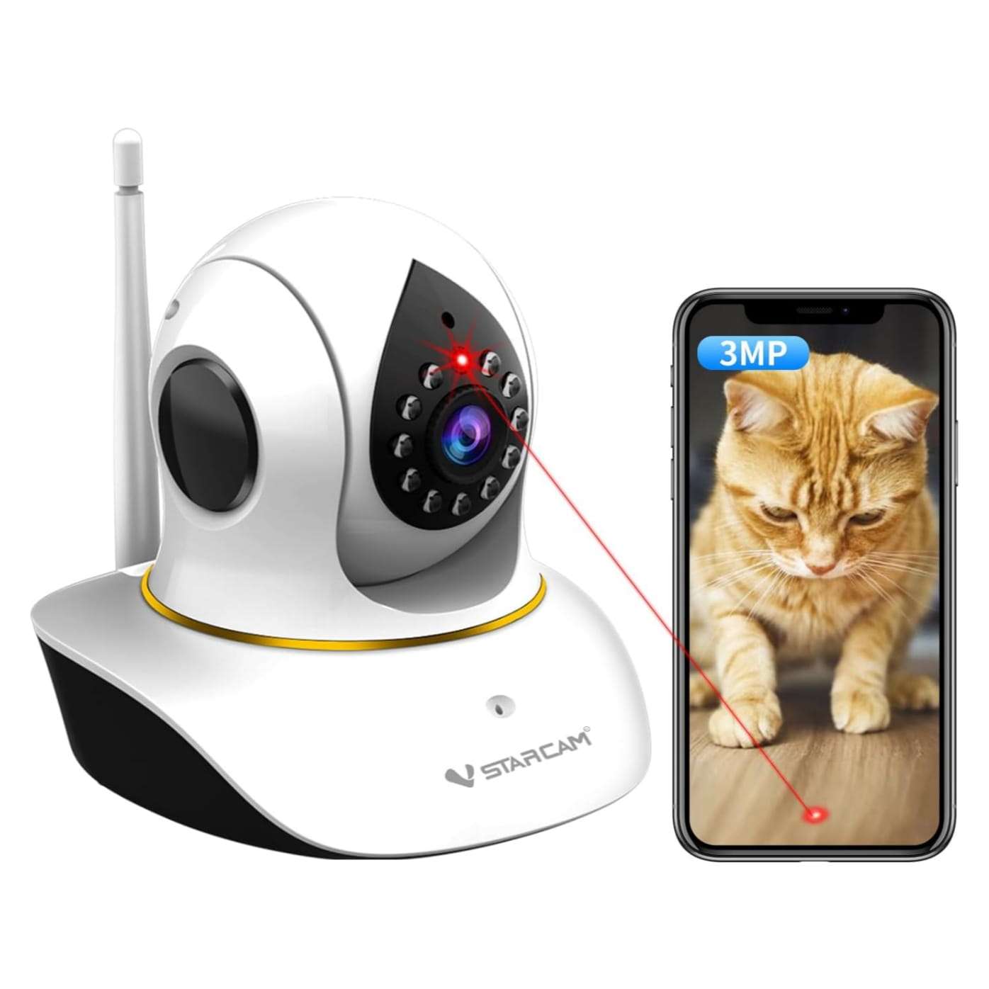 camara seguridad mascotas wifi laser interactivo 3 megapixeles vision nocturna ideal para chile
