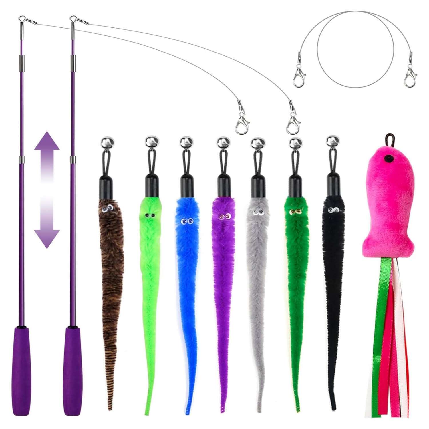 varita retractil gatos juguete interactivo 97 centimetros repuestos gusanos ideal para chile