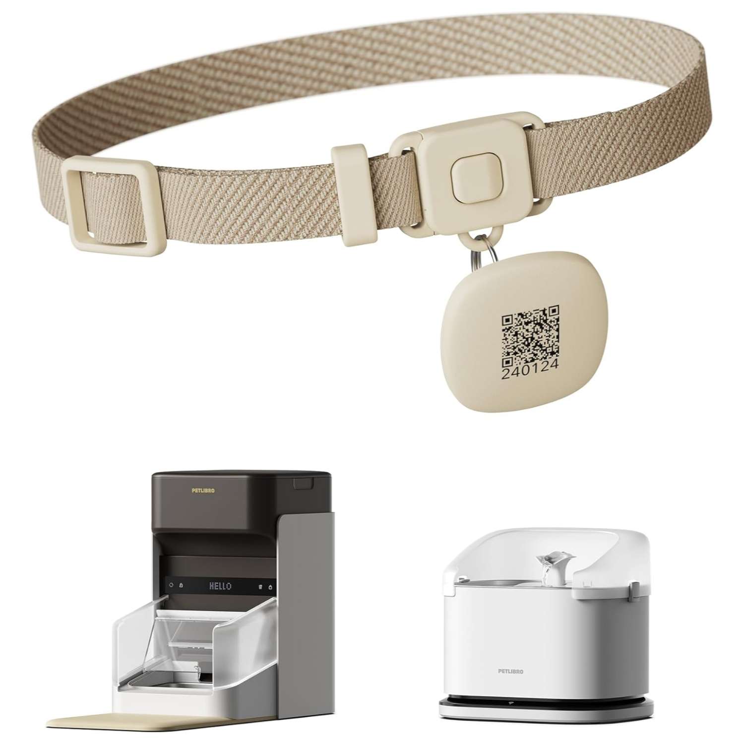 Collar inteligente con sensor RFID y codigo QR de 5 gramos para comederos y bebederos de mascotas