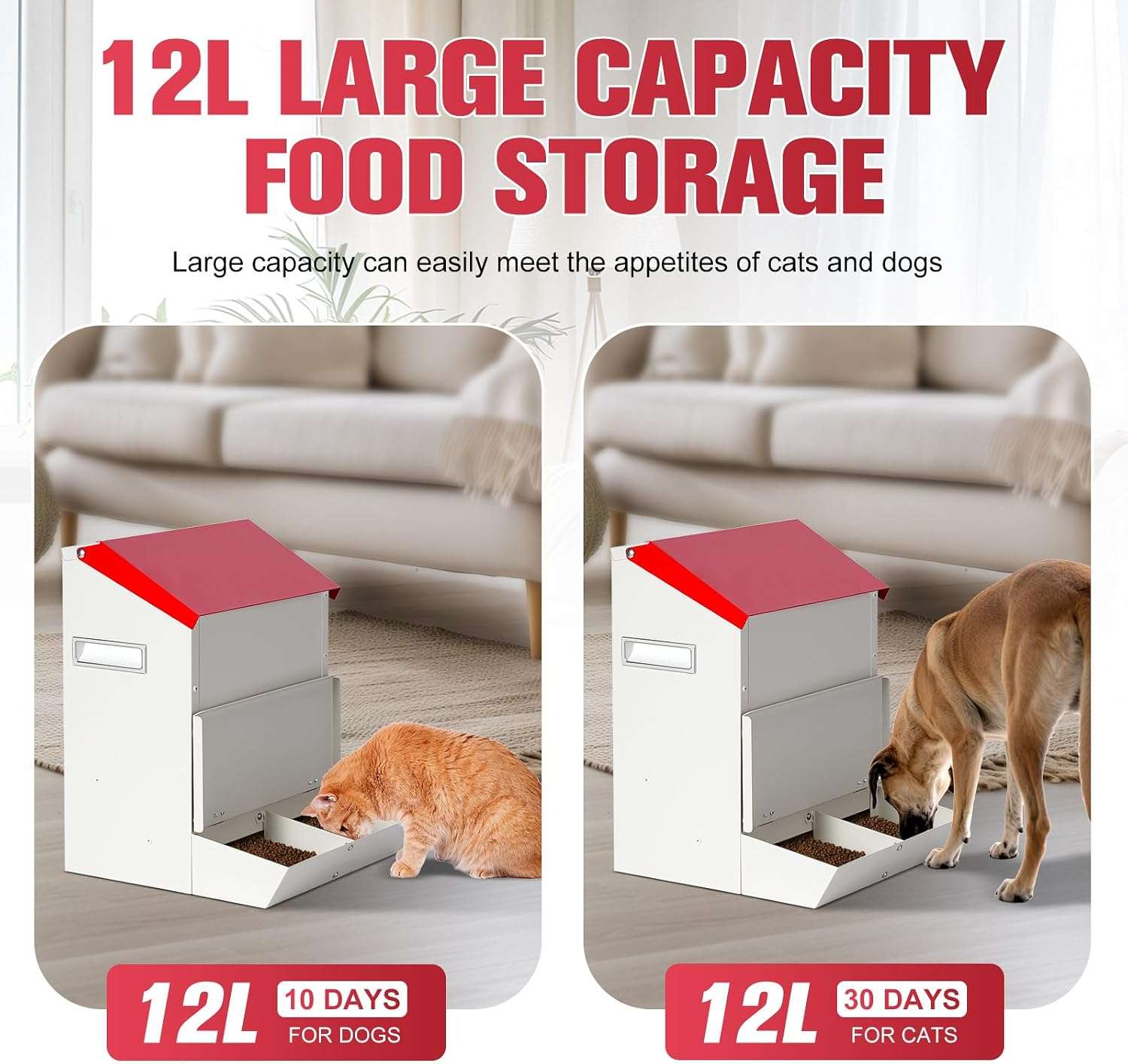 Comedero automatico doble por gravedad de 6 kilos de acero galvanizado para pared especial para perros y gatos