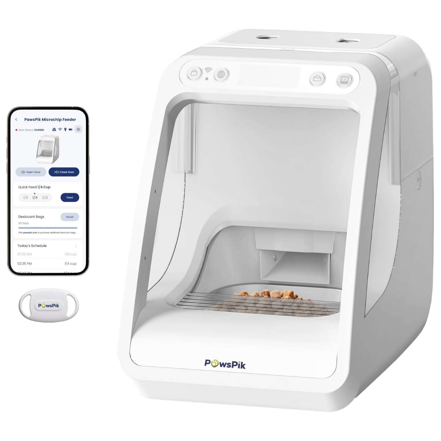 Comedero automatico inteligente con lector de microchip y sensor RFID de 2 kilos para gatos y perros pequenos