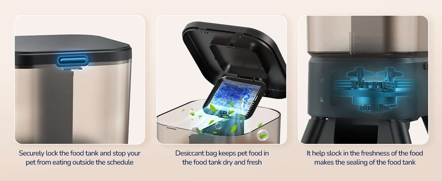 Comedero automatico inteligente de doble compartimento de 2 kilos con wifi y app para perros y gatos