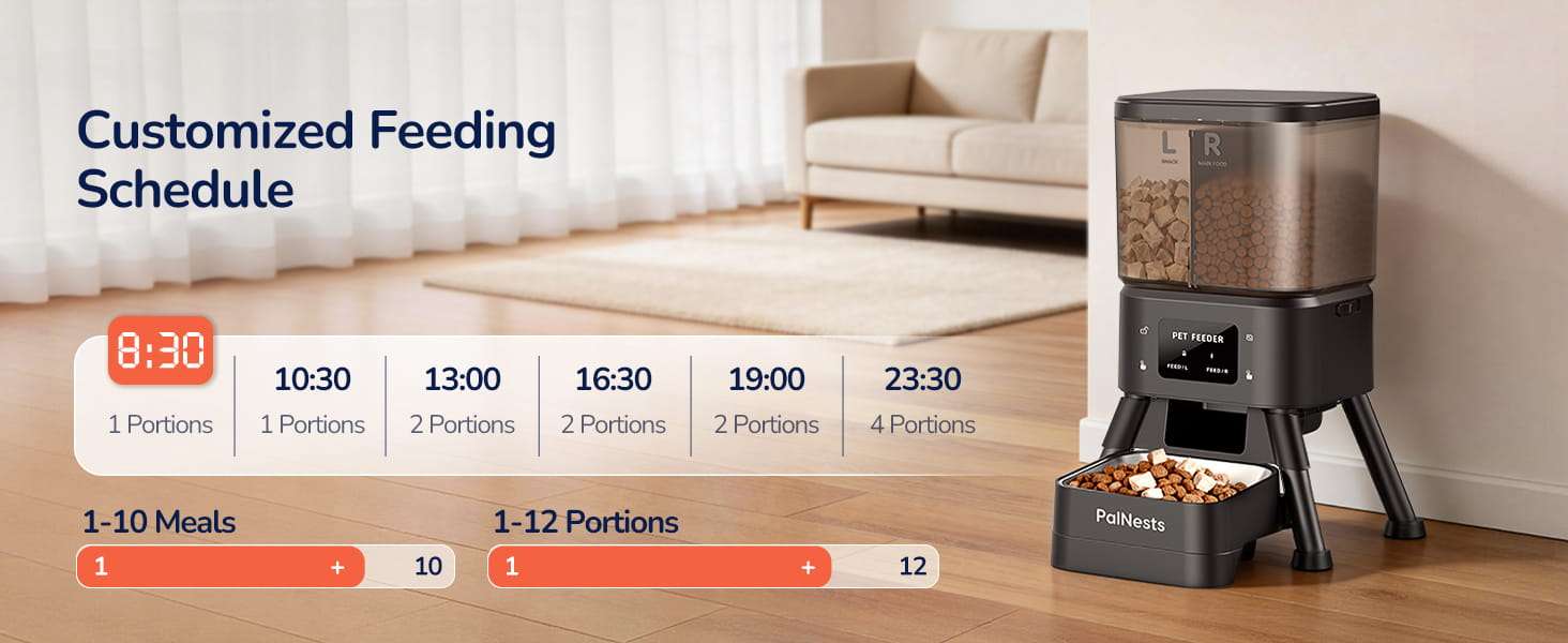Comedero automatico inteligente de doble compartimento de 2 kilos con wifi y app para perros y gatos