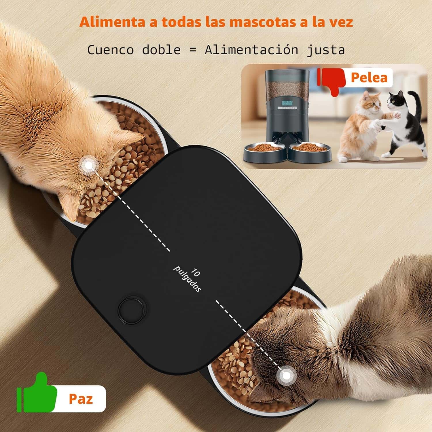 Comedero Doble Automático Inteligente con Control de aplicación para Mascotas Wifi 2.4G/5G 1.5 KG - Imagen 2