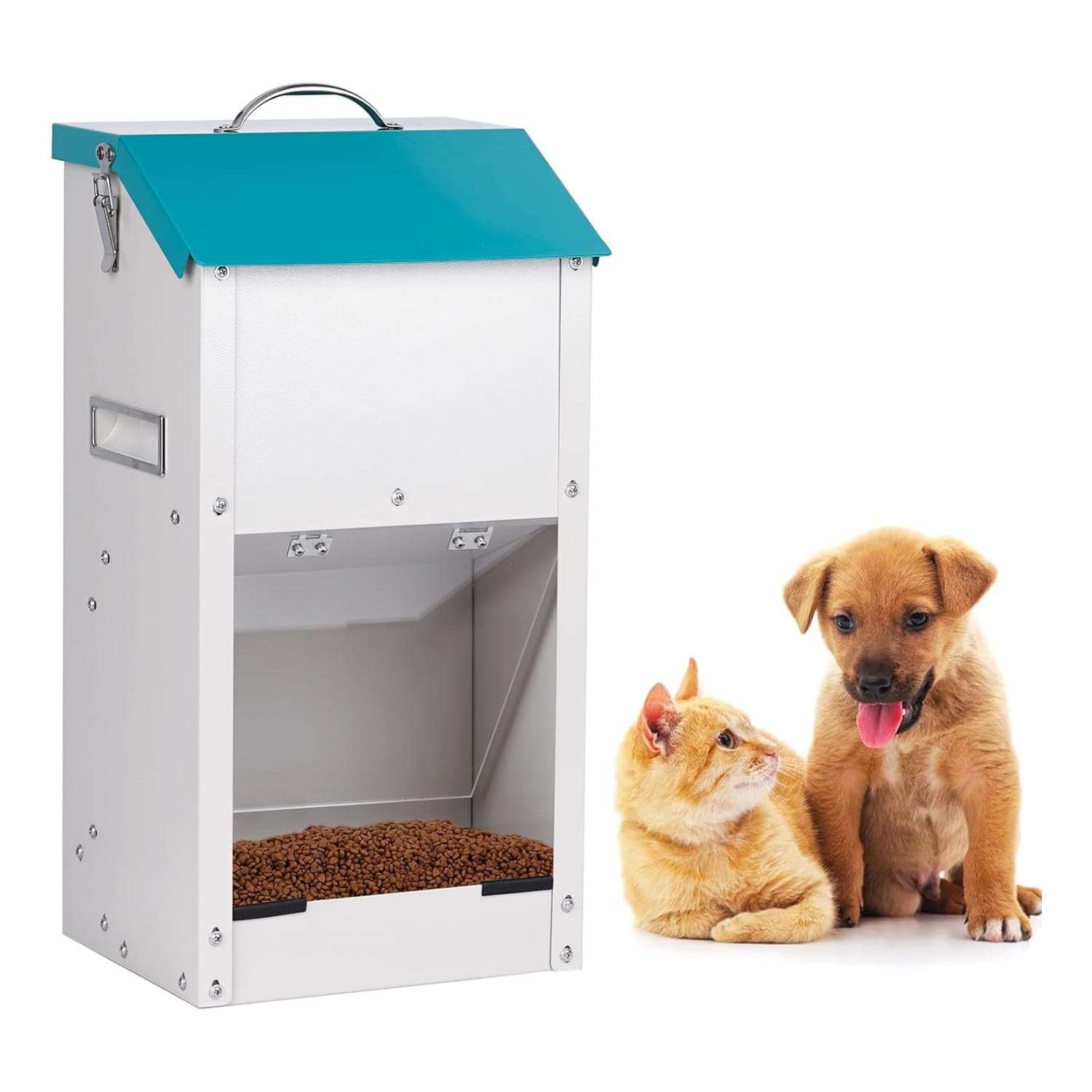 omedero automatico por gravedad de 5 kilos y 35 por 20 por 35 centimetros para perros y gatos