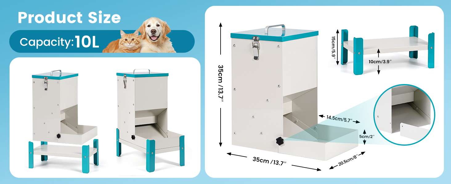 Comedero automatico por gravedad de 5 kilos y 35 por 20 por 35 centimetros para perros y gatos