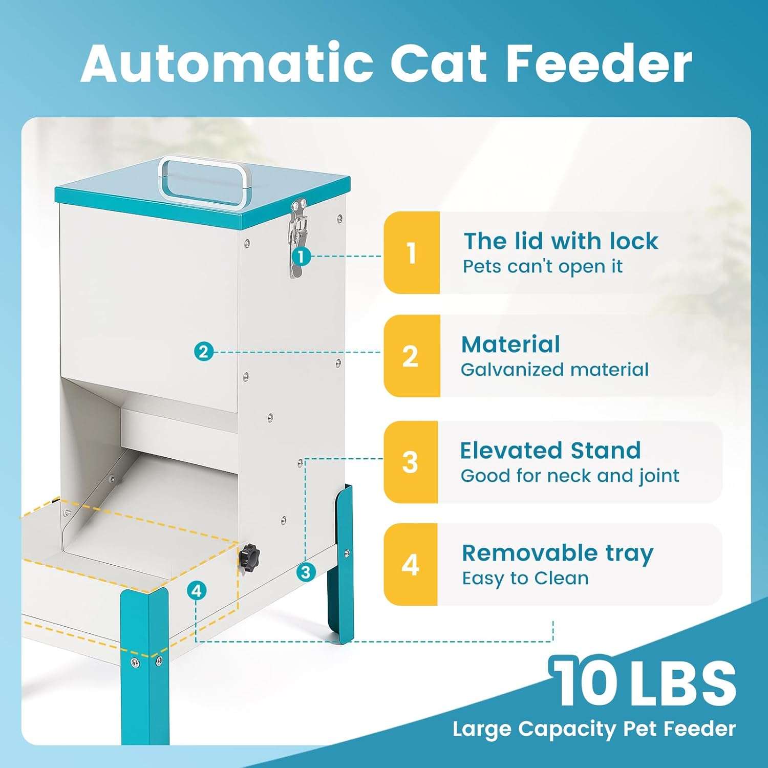 Comedero automatico por gravedad de 5 kilos y 35 por 20 por 35 centimetros para perros y gatos