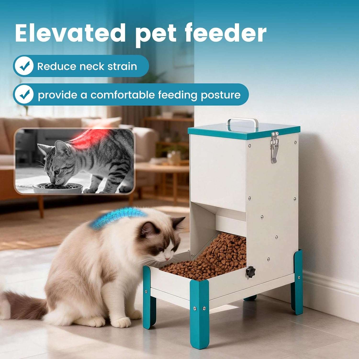 Comedero automatico por gravedad de 5 kilos y 35 por 20 por 35 centimetros para perros y gatos