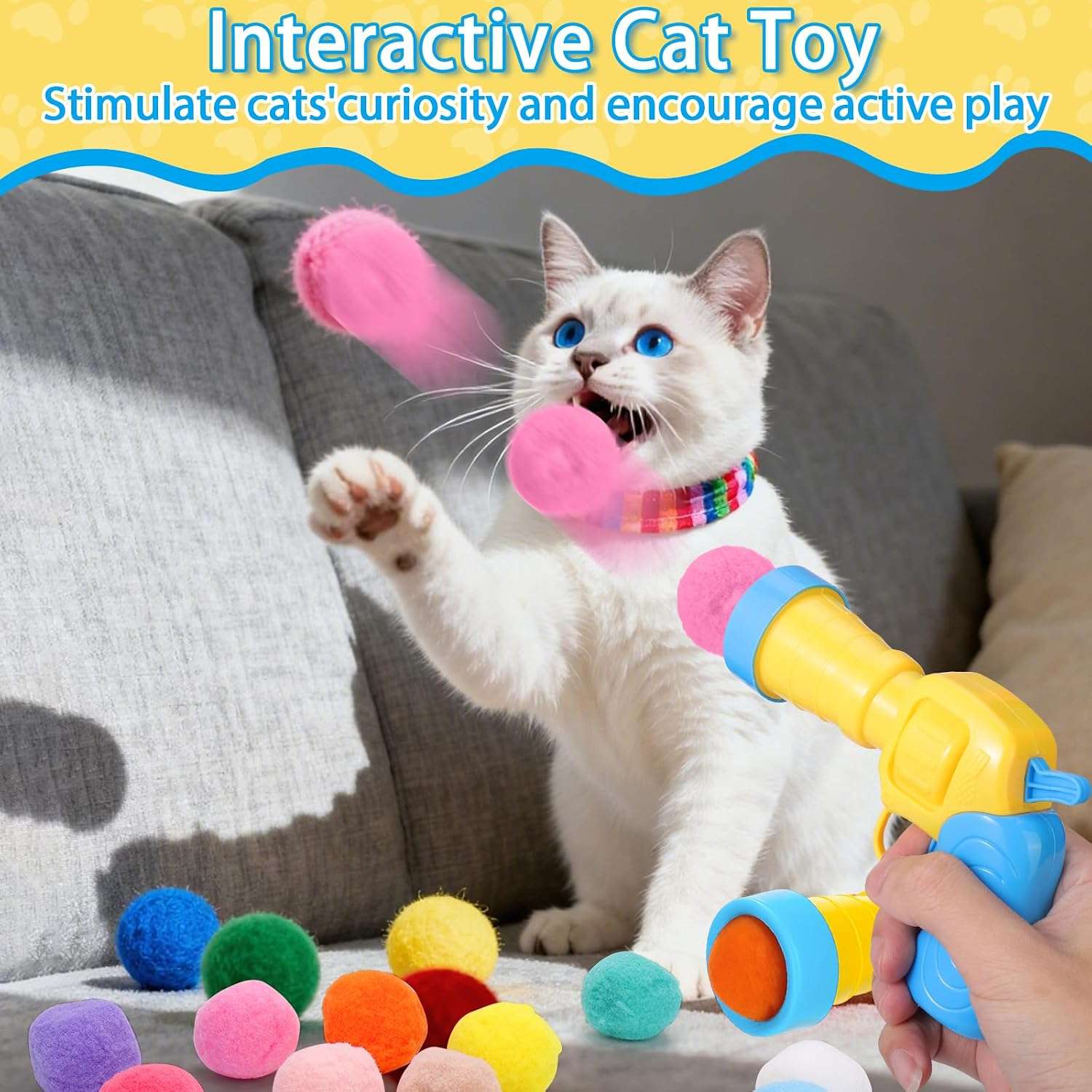 bolas gatos 100 pompones felpa juguete interactivo interior chile