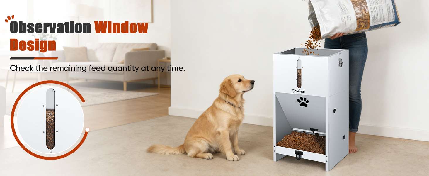 Dispensador de Comida 27 Kilos de Acero con Ventana Transparente y Cerradura para Perros - Imagen 9