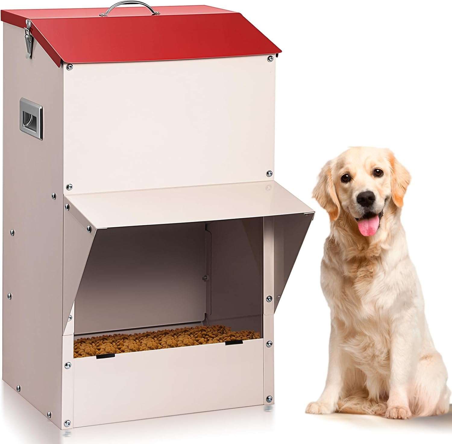 Comedero automatico de acero de alta resistencia de 22 kilos por gravedad para perros grandes en exterior