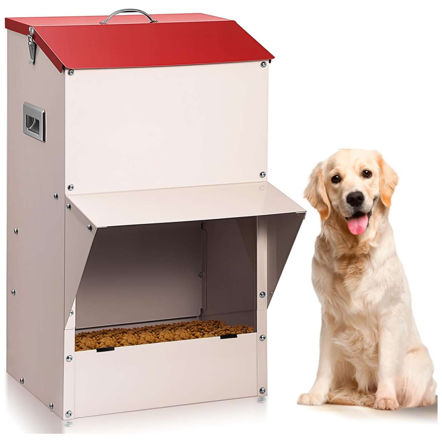 Comedero automatico de acero de alta resistencia de 22 kilos por gravedad para perros grandes en exterior