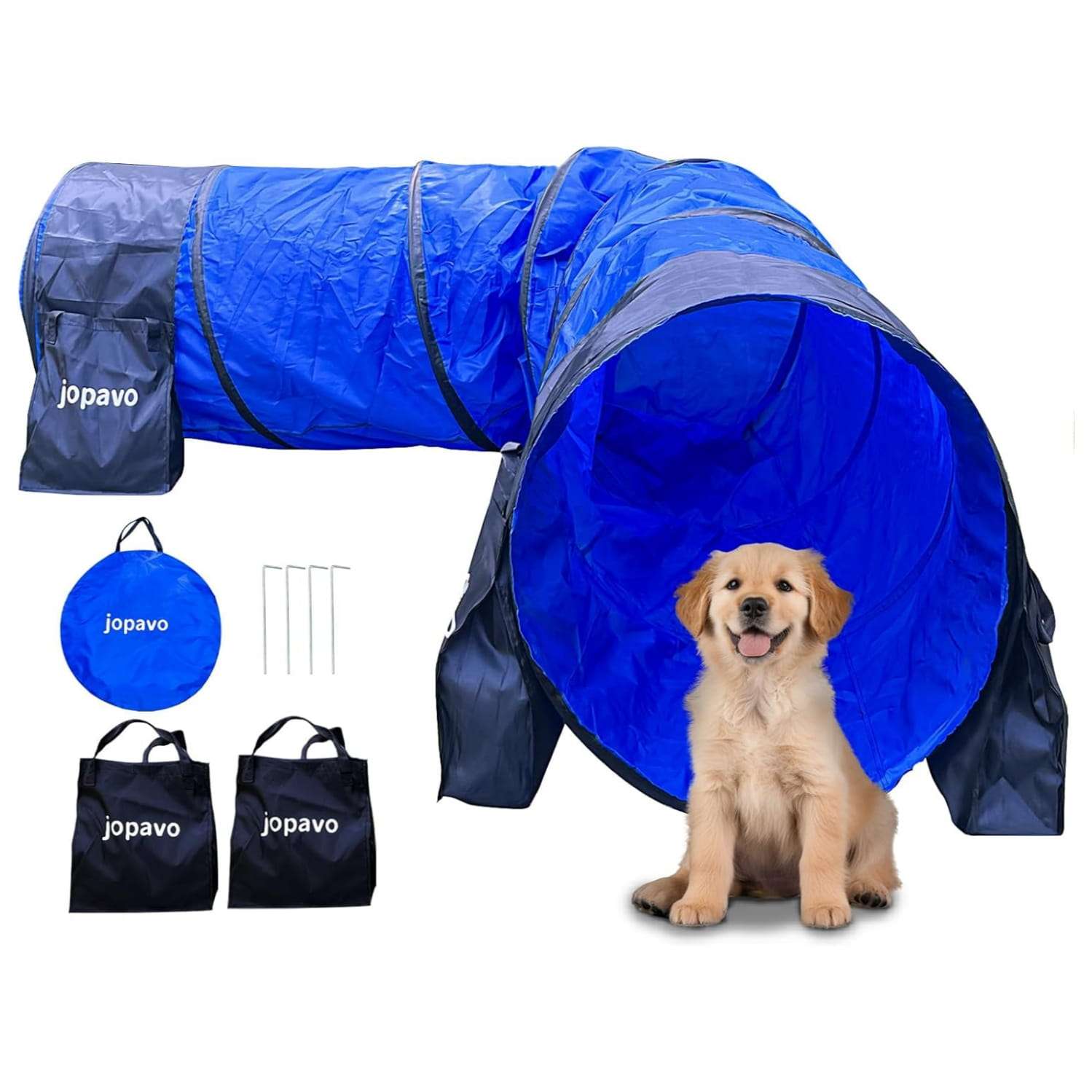 Tunel de agilidad para perros plegable de 305 centimetros con estacas y bolsa de transporte.