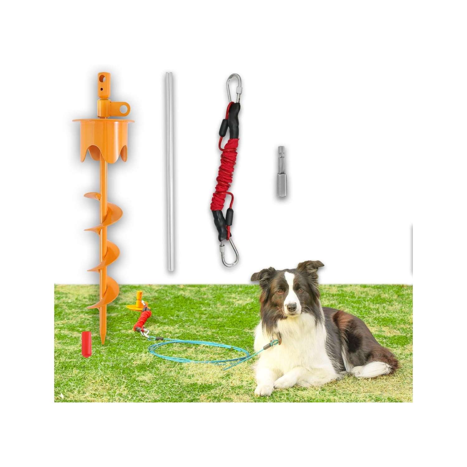 estaca amarre perros grandes exterior resistente acero 158 kilos 43 centimetros ideal para patios en chile