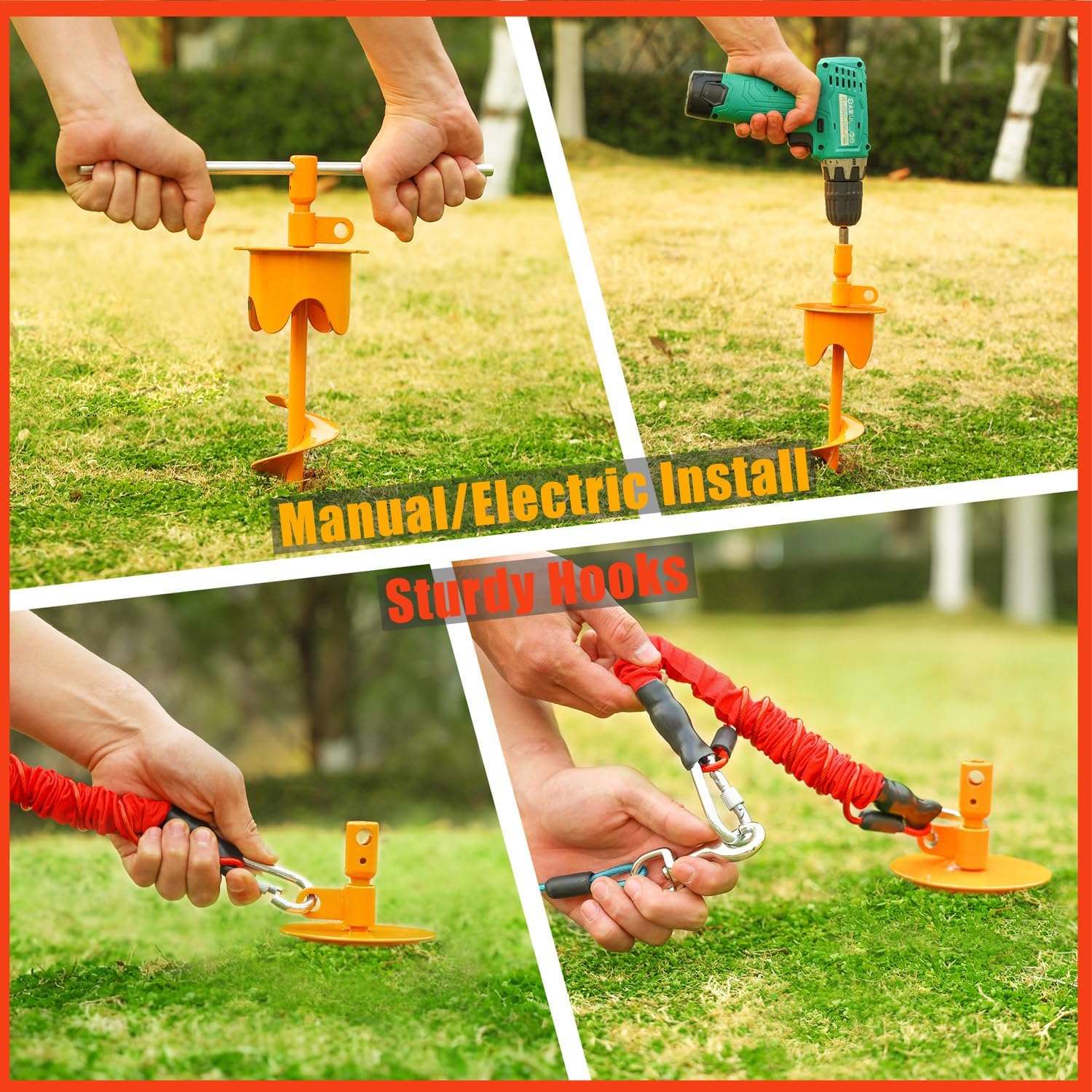 estaca amarre perros grandes exterior resistente acero 158 kilos 43 centimetros ideal para patios en chile