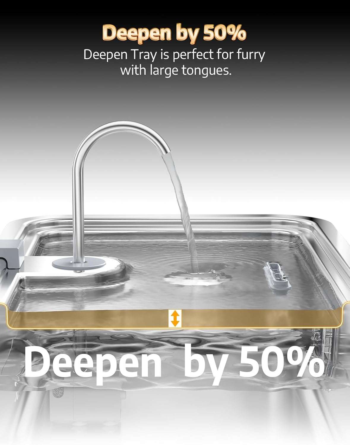 Fuente de agua automatica de acero inoxidable de 16 litros con ventana de nivel y bandeja profunda para perros grandes.