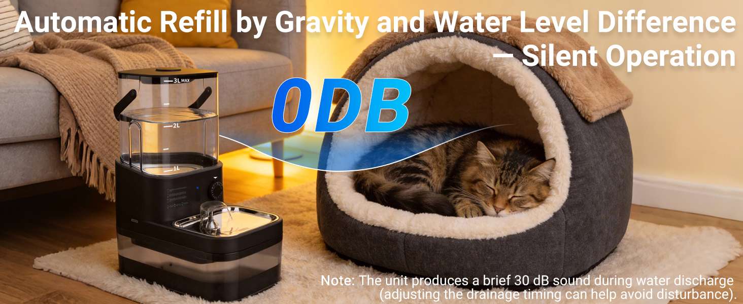 Fuente de agua inalambrica sin filtro de 3 litros con sensor de movimiento y bateria para mascotas