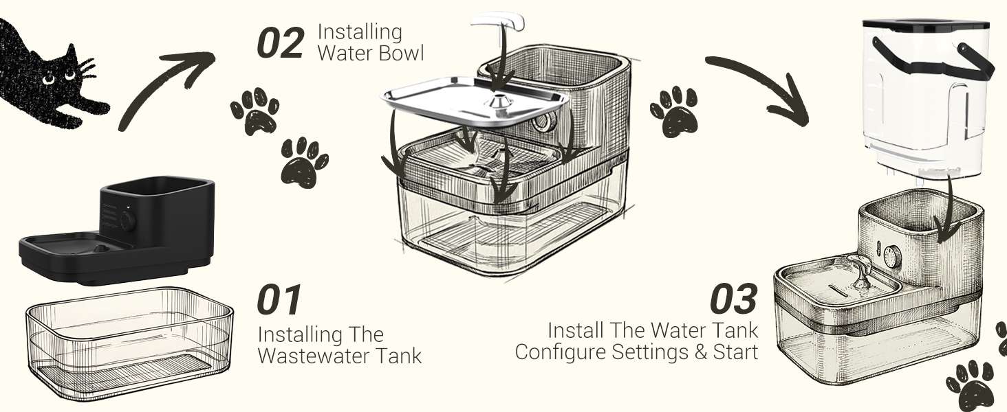 Fuente de agua inalambrica sin filtro de 3 litros con sensor de movimiento y bateria para mascotas