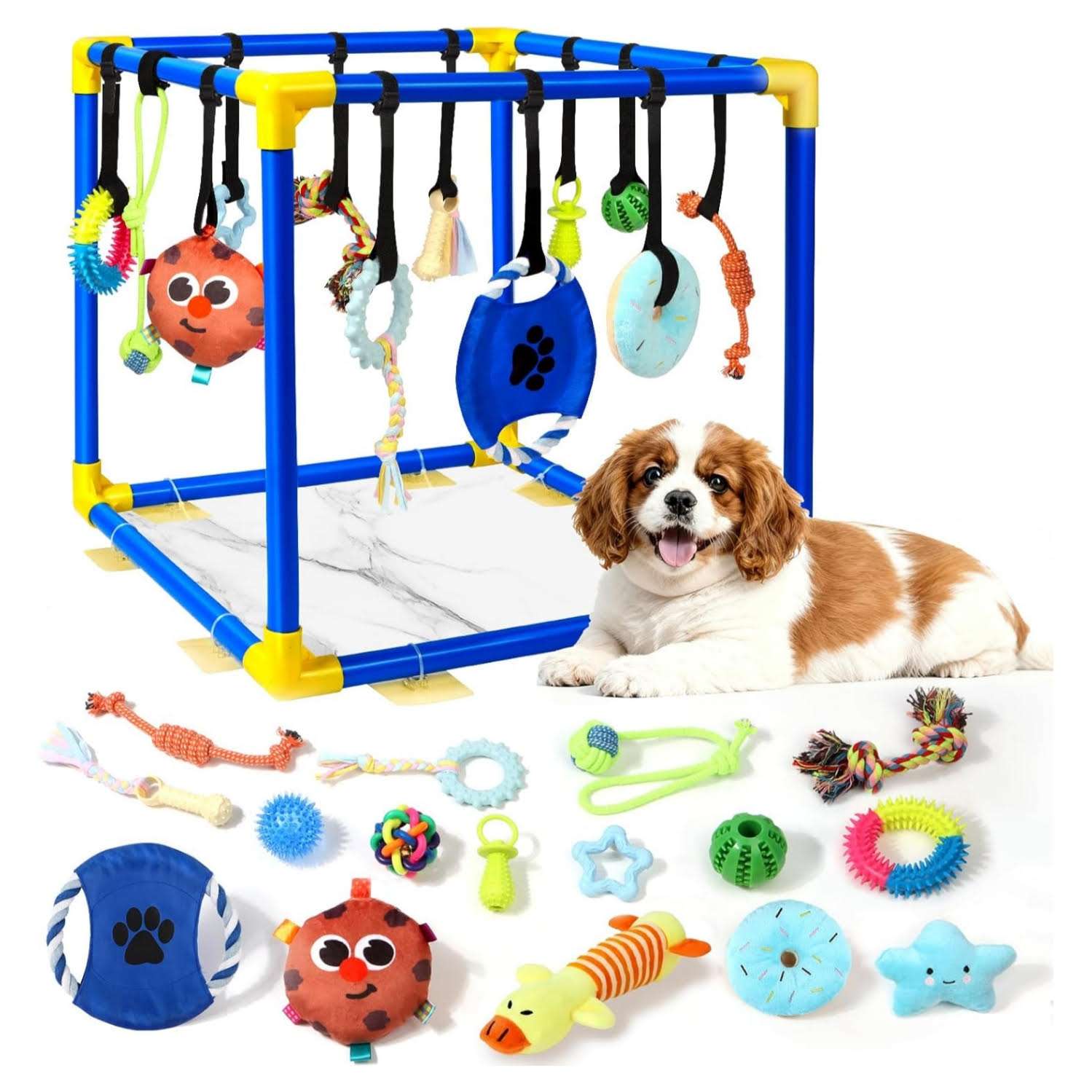 gimnasio interactivo cachorros 16 juguetes entrenamiento 50 centimetros pvc ideal para interior en chile