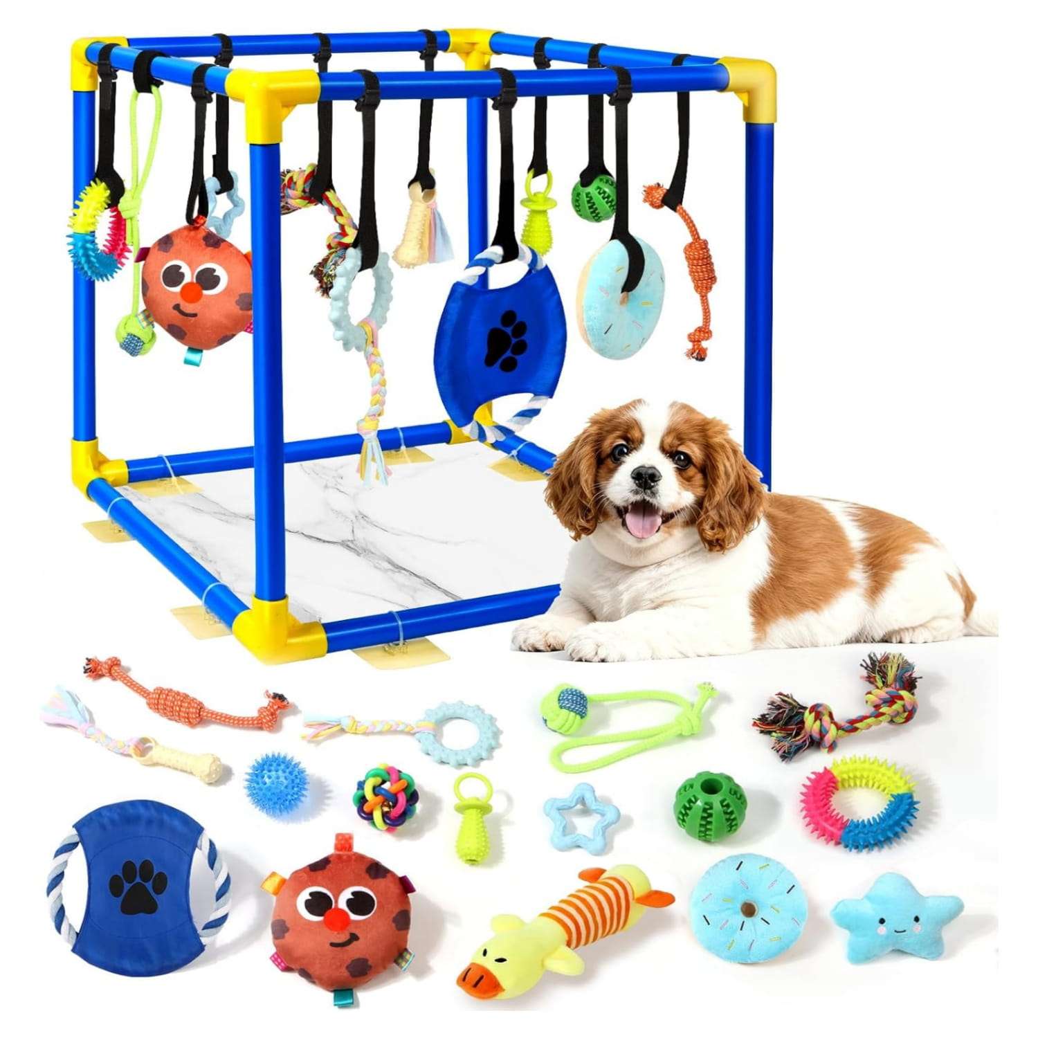 gimnasio interactivo cachorros 16 juguetes entrenamiento 50 centimetros pvc ideal para interior en chile