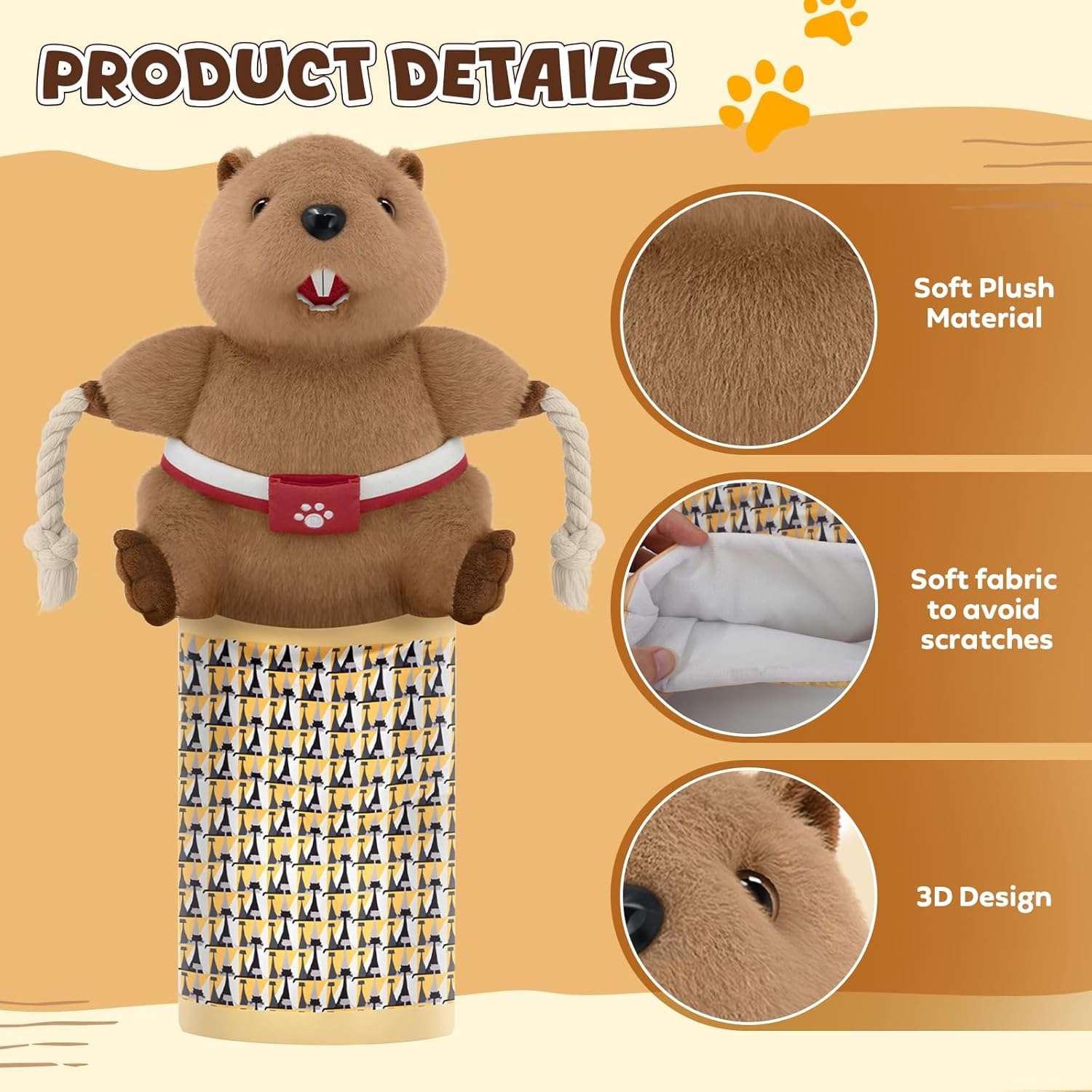 guante protector de lucha para gatos con diseño de marioneta y acolchado resistente para juego interactivo