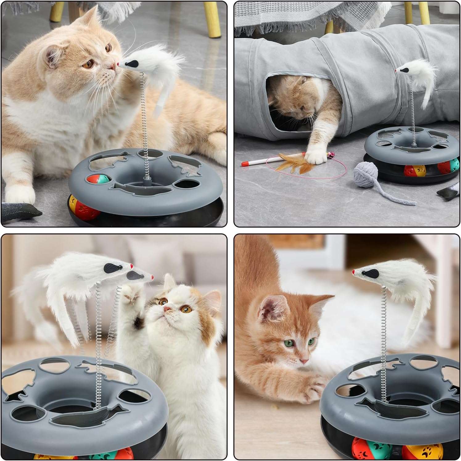 tunel interactivo gatos pista bolas 117 centimetros plegable forma s ideal para interior en chile