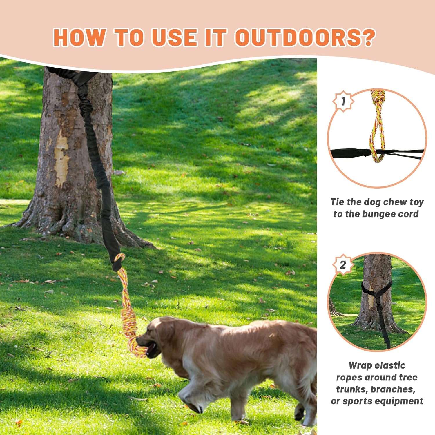 juguete colgante perro interior exterior cuerda elastica 260 centimetros ideal para mascotas en chile