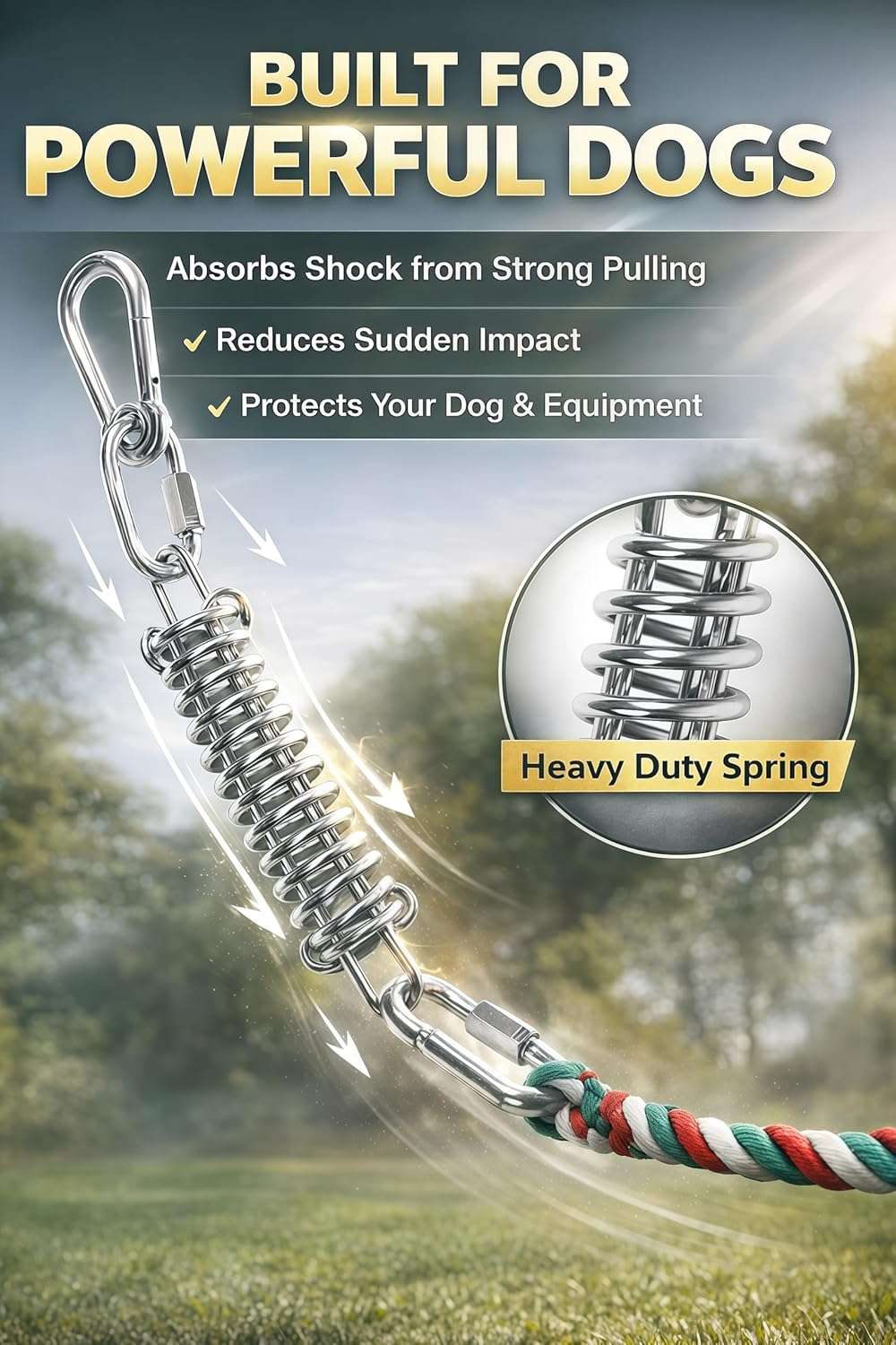 juguete de cuerda elástica colgante para perros en árbol, sistema de tira y afloja resistente para exteriores