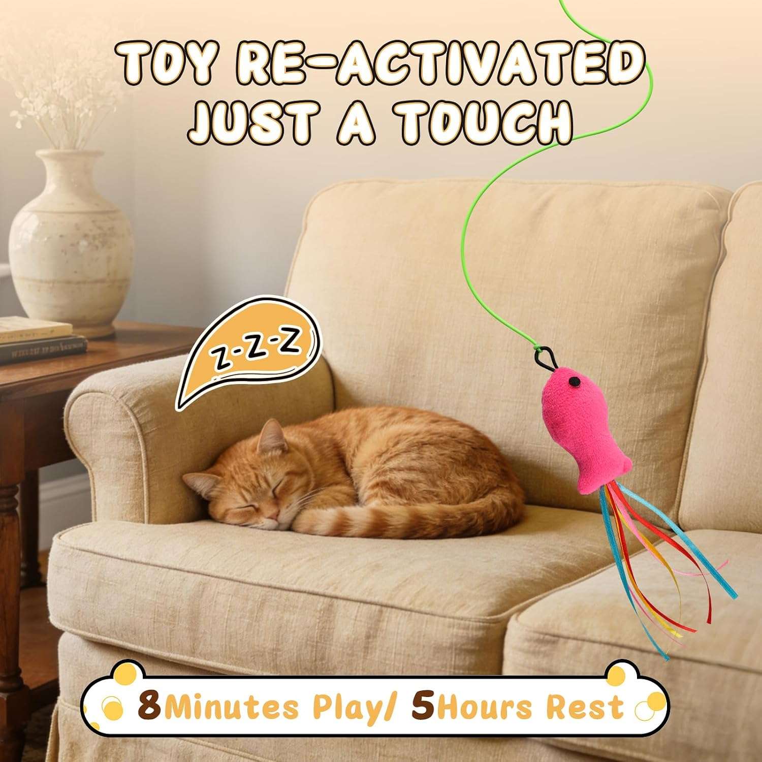 juguete interactivo colgante automático para gatos con rotación de 360 grados y cuerda elástica