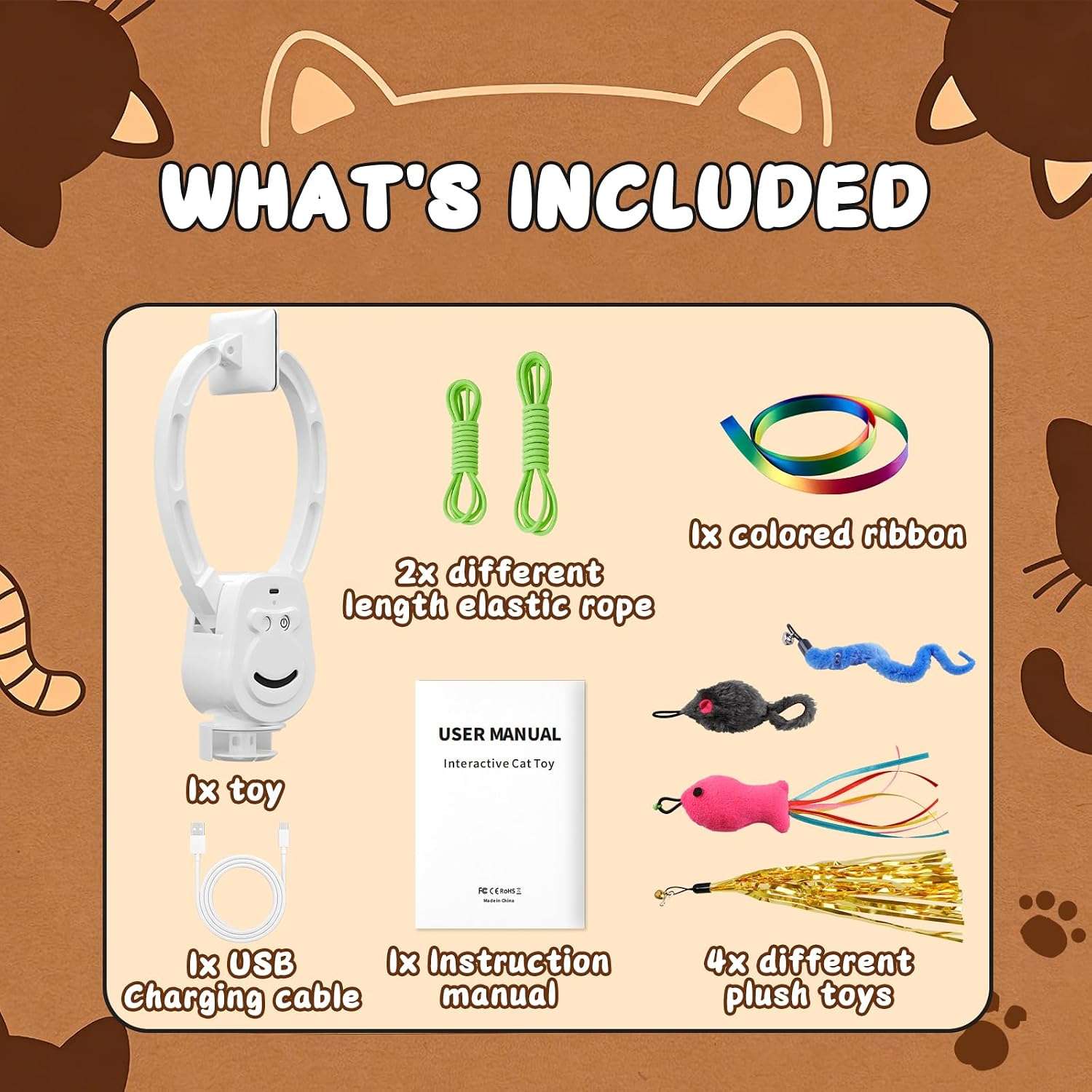 juguete interactivo colgante automático para gatos con rotación de 360 grados y cuerda elástica