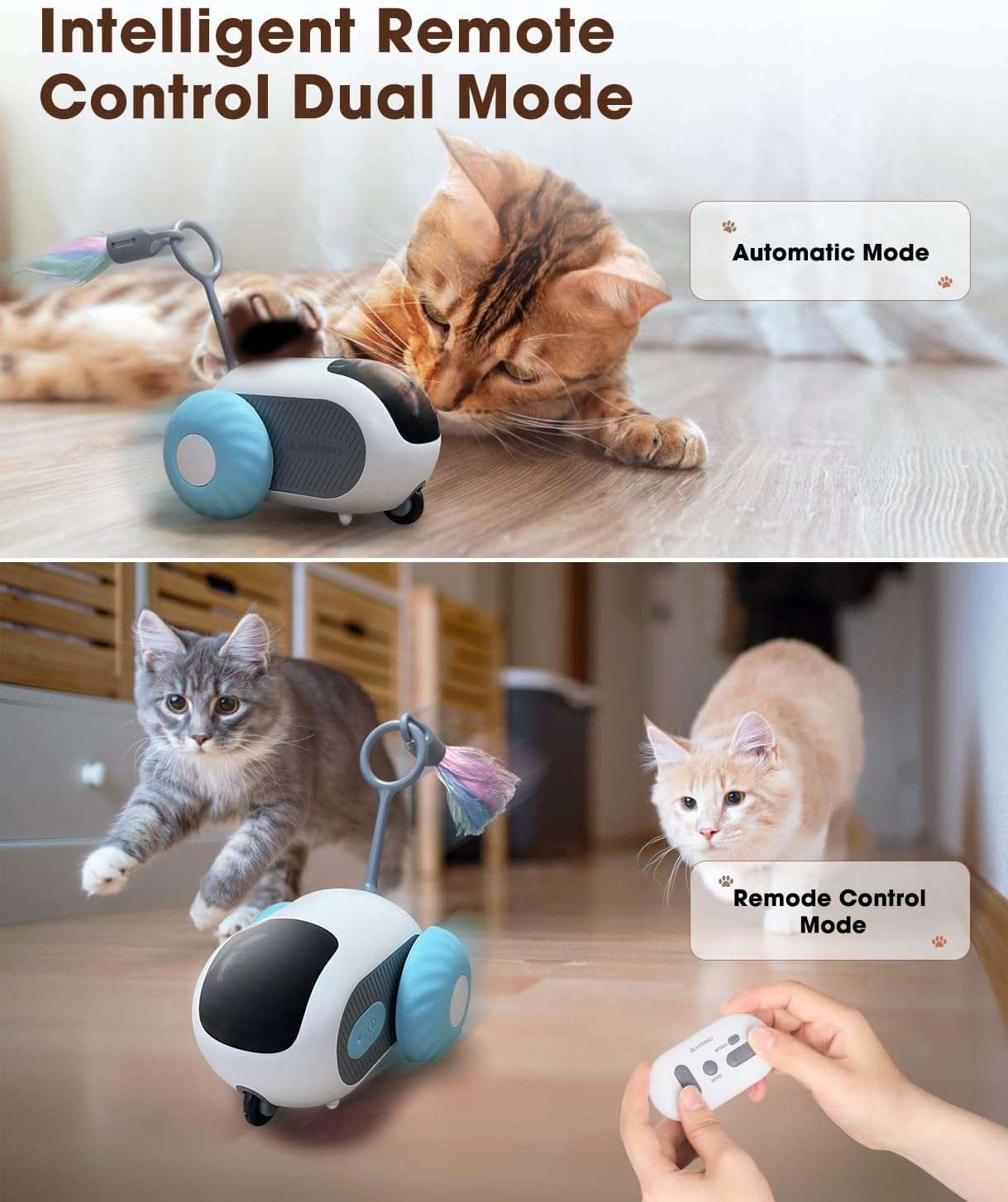 juguete inteligente interactivo con control remoto y doble velocidad para gatos de interior AIPERRO
