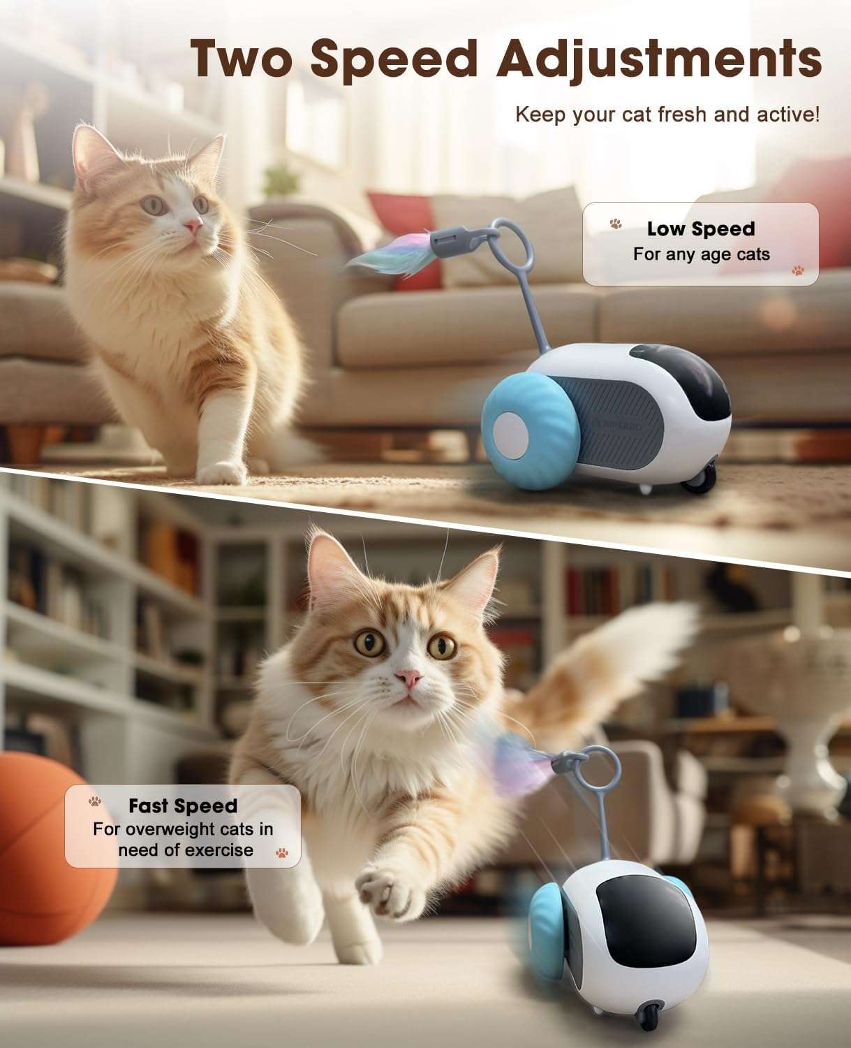juguete inteligente interactivo con control remoto y doble velocidad para gatos de interior AIPERRO